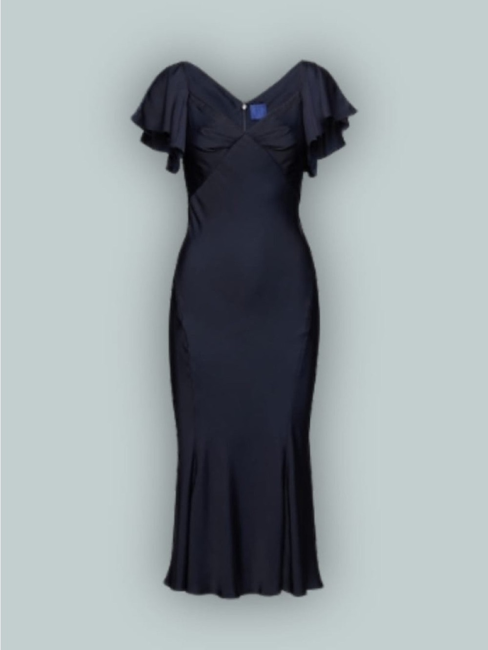 GAP Studio Midnight Navy Flutter-Sleeve Satin Midi Dress NWT size XL